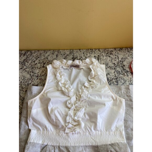Loft Womens Dress Size 12 White Silver Sleeveless Ruffle Neck Textured Skirt Y2K - Picture 11 of 11